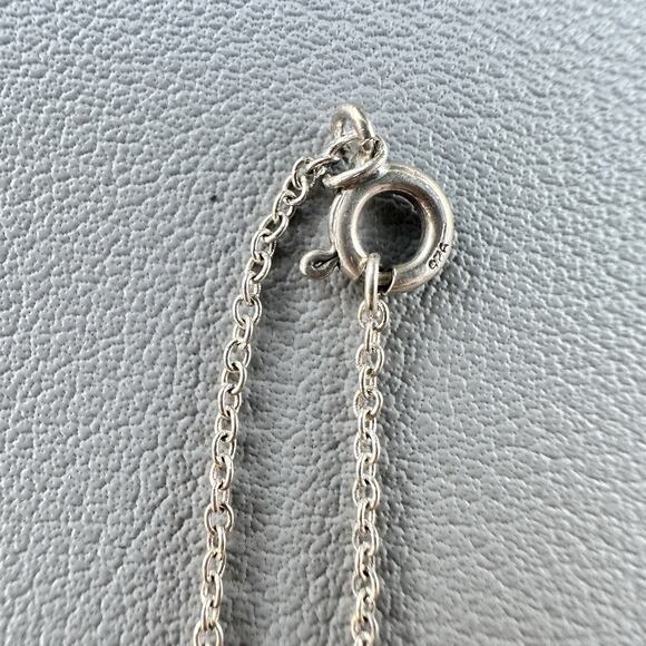 Sterling Silver M Initial Monogram Necklace Rhinestone Minimalist 925 Chain 16” - Picture 5 of 5